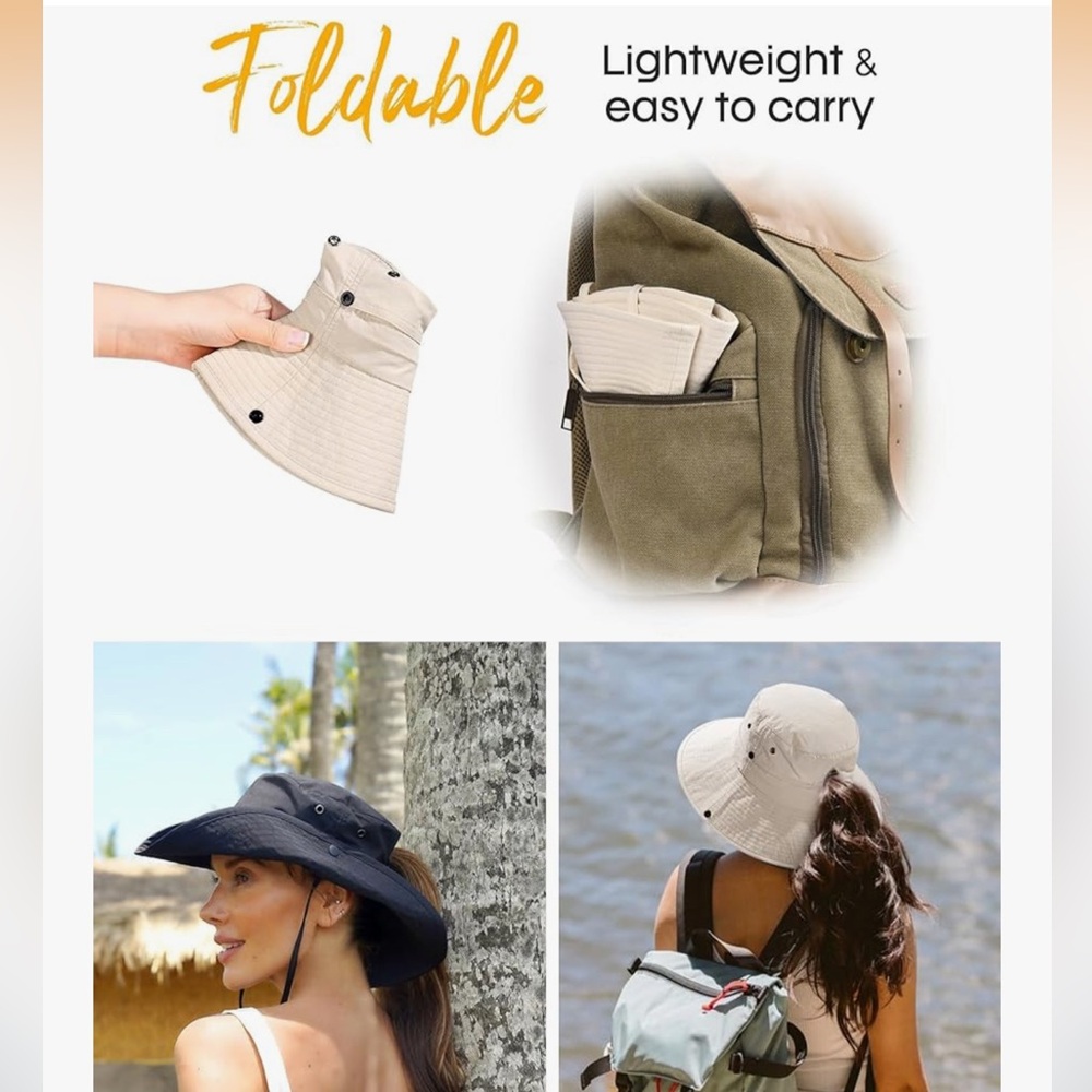 Elegant Cream Women's Sun Hat - Picture 3 of 5